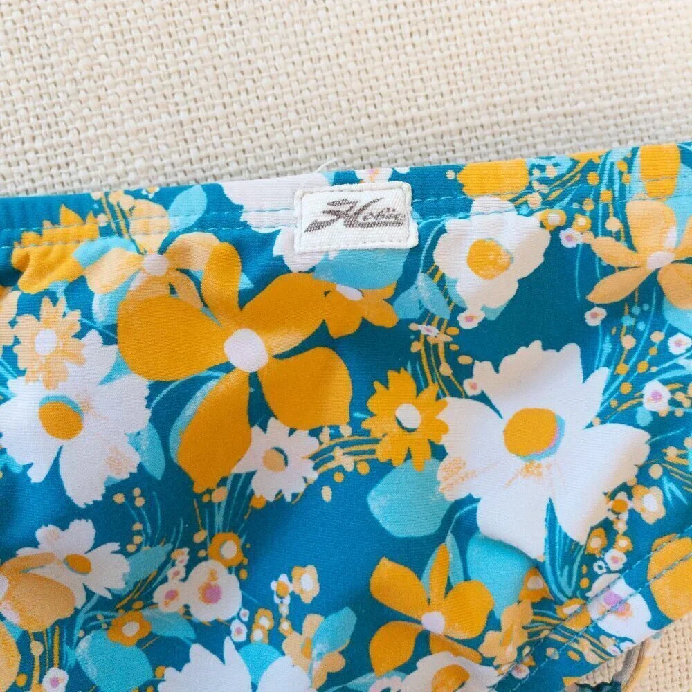 Hobie Floral String Bikini Bottom Size 14 Youth XL Adjustable Ties